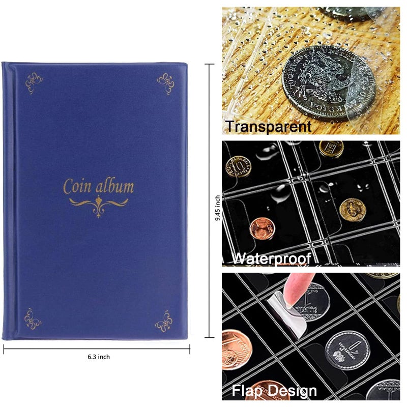 AITIME 150 Pockets Coin Holder Collection, Quarter Dollar Album, Clear Storage Pockets with Lid, Souvenir Collection Supplies Gifts for Hobby Collecting Collectors (Blue) - Image 4